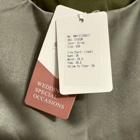 NWT Green Satin Bridesmaid Dress - Picture 9 of 10